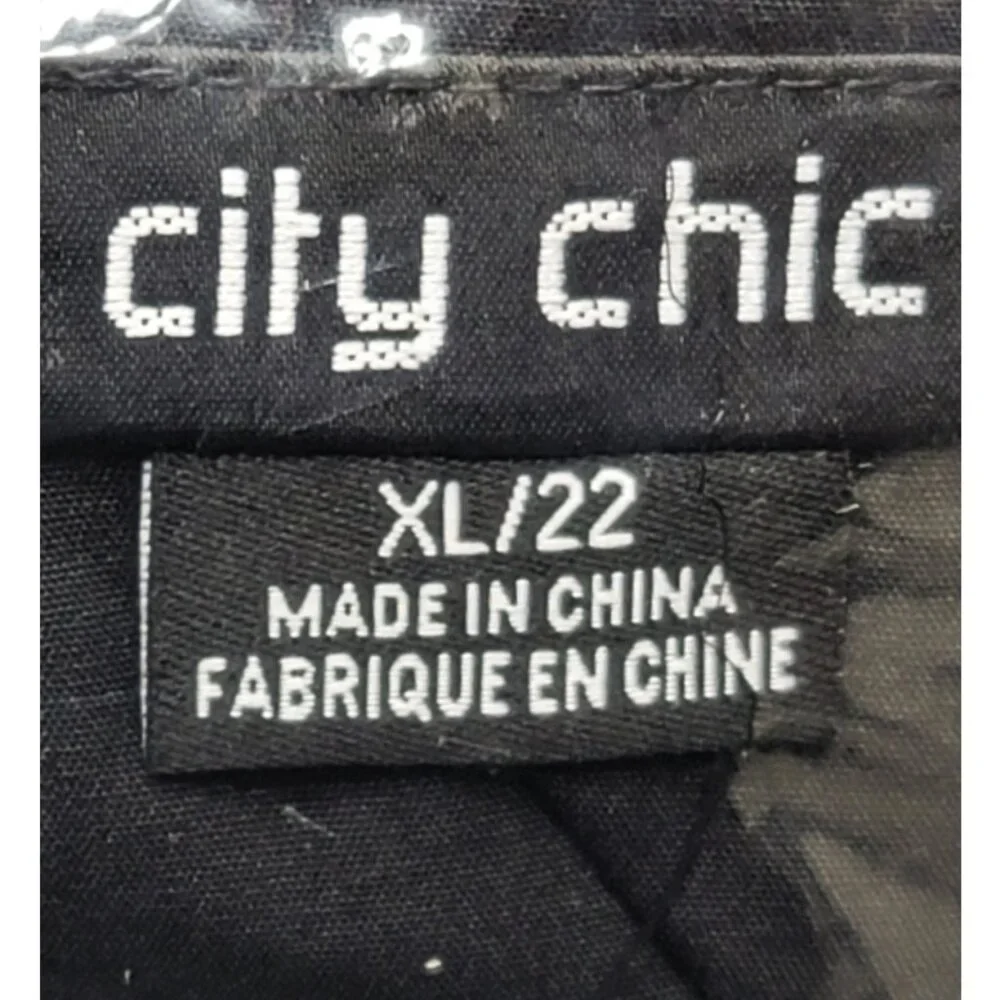 NWT City Chic Silver Black Sequin Wrap Dress 22